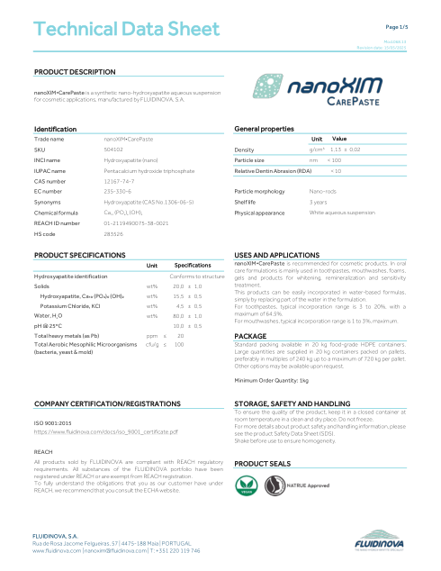 Couverture du document FLUIDINOVA : Fiche technique nanoXIM